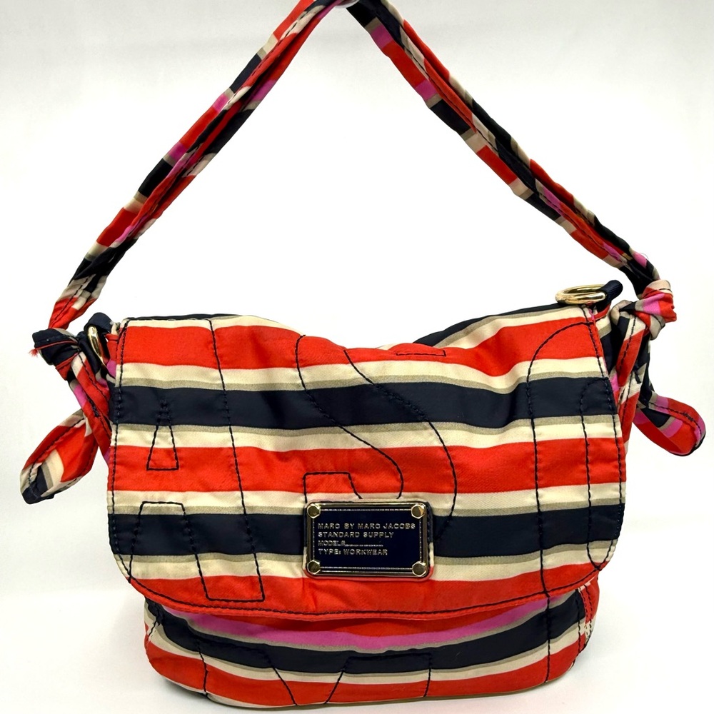 Marc Jacobs Workwear 2 Way Bag Nylon Stripes Preppy - Picture 3 of 11
